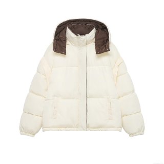 Women's Winter Oversized Puffer Jacket With Detachable Hood Contrast Color Lining Warm Cotton Padded Quilted Coat Fashion Streetwear Outerwear For Women