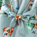 Women's Retro Floral Print Blazer With Belt Long Sleeve Notch Lapel Slimming Waist Tie Commuter Polyester Suit Jacket For Women Casual Spring Autumn Coat