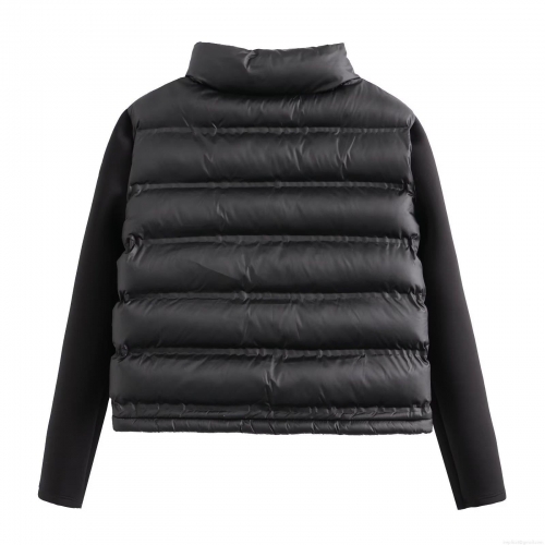 Women's Y2K Short Quilted Padded Jacket Patchwork Puffer Coat With Stand Collar Zipper Winter Warm Streetwear Polyester Outerwear For Women Ladies