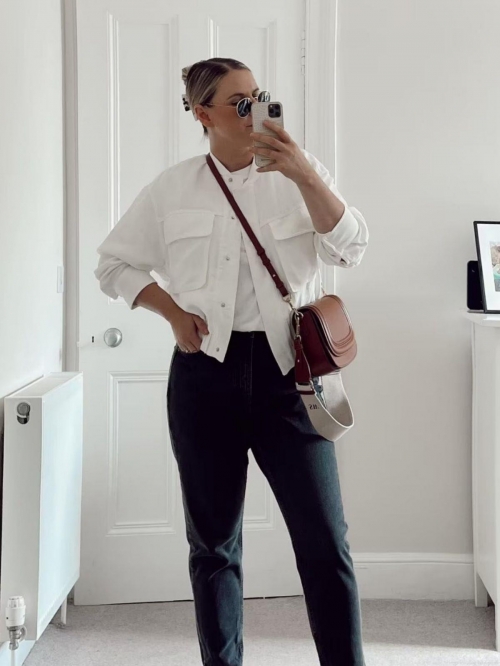 Women's Utility Jacket Cotton Linen Blend Lightweight Short Coat With Large Pockets Stand Collar Elastic Hem Y2K Streetwear Casual Outerwear For Women