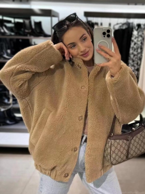 Women's Oversized Teddy Fleece Jacket Casual Loose Sherpa Bomber Jacket Autumn Winter Thick Warm Zip Up Coat Outwear for Ladies