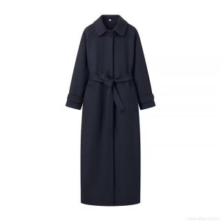 Women's Elegant Extra Long Woolen Coat 100% Polyester Lapel Long Sleeve Belted Trench Coat For Winter Daily Streetwear Ladies Outerwear