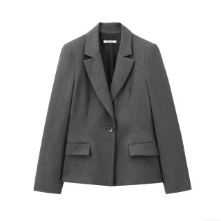 Women's Slim Fit Blazer Jacket Padded Shoulder Polyester Twill Long Sleeve Single Button Office Casual Streetwear Outerwear