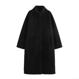 Women's Fashion Solid Long Sleeve Fleece Long Coat Winter Warm Sherpa Like Extra Long Jacket Outerwear Casual Streetwear For Ladies