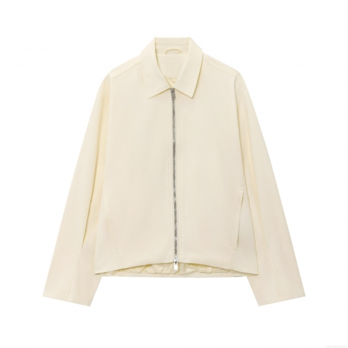 Women's Western Style Lapel Long Sleeve Polyester Zipper Jacket Solid Color Streetwear Outerwear Spring Casual Coat For Women