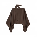 Women's Satin Cape Jacket With Rivet Studded Hem Short Batwing Sleeve Outerwear Scarf Neck Coffee Brown Elegant Fall Streetwear For Ladies