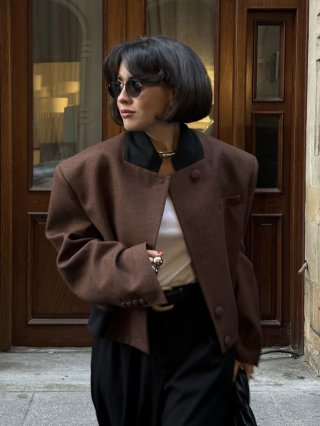 Women's Retro Colorblock Short Jacket Cationic Rayon Blend Stand Collar Single Breasted Baseball Uniform Casual Streetwear Autumn Outerwear Coat