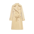Classic Double Breasted Women Trench Coat Long Jacket With Belt 100% Polyester Windproof Autumn Spring Outwear Streetwear Overcoat