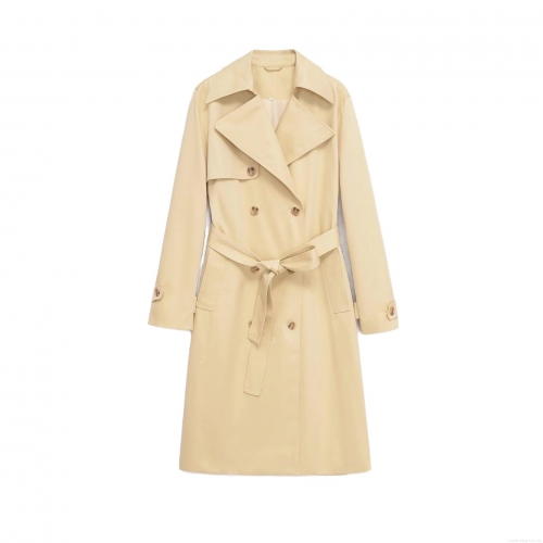 Classic Double Breasted Women Trench Coat Long Jacket With Belt 100% Polyester Windproof Autumn Spring Outwear Streetwear Overcoat