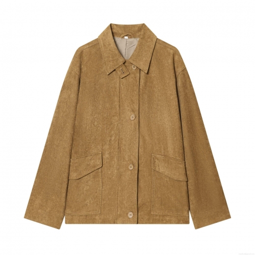 Women's Suede Fabric Lapel Long Sleeve Blazer Jacket Loose Workwear Style Single Breasted Solid Color Coat For Autumn Winter Fashion Streetwear Casual Khaki