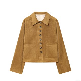 Women's Faux Suede Short Suit Jacket Single Breasted Solid Color Outerwear Autumn Winter Streetwear Long Sleeve Coat With Pockets