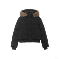 Women's Winter Puffer Jacket With Faux Fur Trim Hooded Thick Warm Polyester Cotton Padded Coat Solid Color Loose Streetwear Outerwear For Women