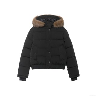 Women's Winter Puffer Jacket With Faux Fur Trim Hooded Thick Warm Polyester Cotton Padded Coat Solid Color Loose Streetwear Outerwear For Women