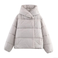 Women's Hooded Puffer Jacket Oversized Winter Warm Polyester Cotton Padded Coat Solid Color Loose Parka Outerwear for Cold Weather