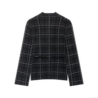 Women's Knitted Plaid Jacket With Belt Elegant Beaded Sequin Flower Embroidery Long Sleeve Cardigan Outwear For Autumn Winter Ladies Daily Streetwear