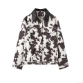 Women Cow Print Fringe Jacket Polyester Faux Leather Splicing Lapel Single Breasted Long Sleeve Tassels Streetwear Outerwear Fashion Coat For Ladies Daily Casual Party Wear