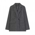 Women's Elegant Deep Grey TR Fabric Blazer Jacket Single Button Long Sleeve Loose Fit Lapel Suit Outerwear For Office Daily Career Wear