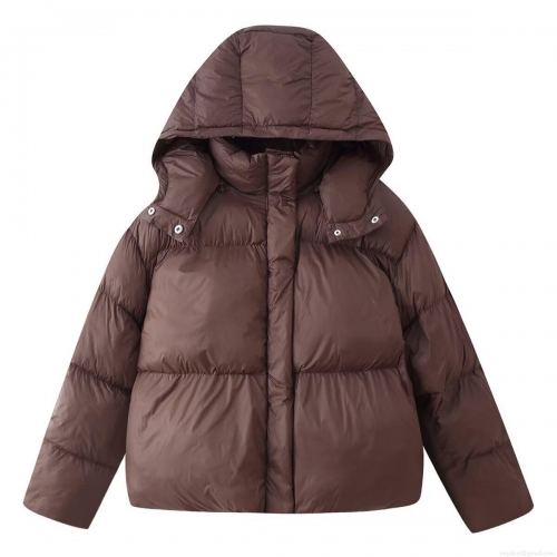 Women's Hooded Puffer Jacket Casual Thickened Winter Outerwear Loose Fit Detachable Hood Solid Color Warm Cotton-Padded Coat For Ladies