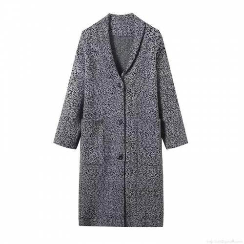 Women Long Knitted Overcoat Loose Fit Lapel Long Sleeve Single Breasted Cardigan Winter Casual Elegant Marl Gray Knitted Jacket Coat With Pockets Outerwear