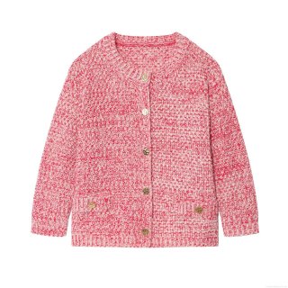 Women's Sweet Knit Cardigan Jacket With Gold Buttons Mixed Pink White Round Neck Long Sleeve Outerwear For Casual Daily Dating