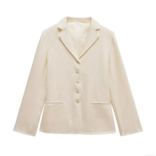 Women's Elegant Knitted Blazer Jacket Slim Fit Single Breasted Notch Lapel Textured Solid Color Polyester Spandex Autumn Coat For Daily Commute