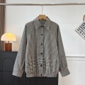 Women's Vintage British Style Plaid Jacket Loose Fit Checkered Button Down Long Sleeve Casual Outerwear Coat For Daily Wear