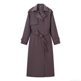 Women's Long Trench Coat Double Breasted Suede Fabric Thickened Belted Overcoat Elegant Winter Fashion Casual Windproof Jacket for Ladies