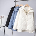 Women's Quilted Hooded Jacket Lightweight Cotton Padded Coat With Rib Knit Cuffs Casual Loose Spliced Wave Quilted Autumn Winter Outwear For Women