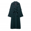 Women's Extra Long Trench Coat 100% Polyester Waterproof Windproof Waist Belted Loose Fit Elegant British Style Overcoat Autumn Fashion Jacket