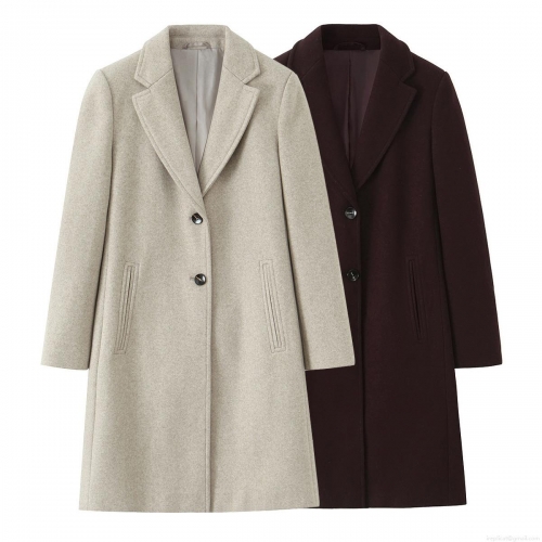 Women's Fashion Long Woolen Coat Lapel Collar Single Breasted Shoulder Pads Loose Fit Autumn Winter Warm Casual Commuter Outerwear Jacket For Lady