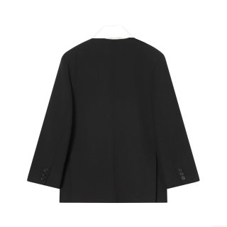 Women's Contrast Color Block Blazer Jacket With White Scarf Collar Design Polyester Long Sleeve Single Breasted Suit Coat For Office Commute Elegant Lady Fashion