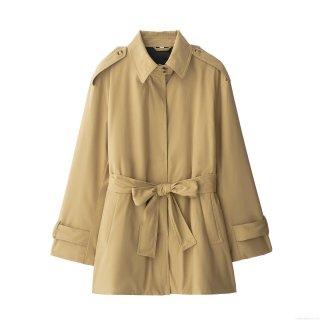 Women's Classic Khaki Mid-Length Trench Coat With Belt Polyester Solid Color Long Sleeve Windbreaker Jacket Lapel Overcoat For Spring Autumn Women Outerwear Casual Fashion Coat
