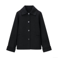 Women Fashion Winter Woolen Coat Loose Lapel Solid Color Long Sleeve Jacket Elegant Office Lady Single Breasted Outerwear With Pockets