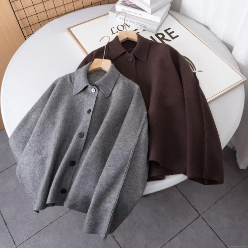 Women's Casual Loose Knitted Cardigan Jacket Lapel Collar Single Breasted Solid Color Long Sleeve Knitwear Top For Autumn Winter Ladies Daily Wear