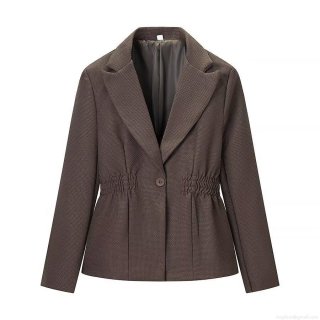 Women's Fashion Casual Solid Color Blazer Jacket Textured Polyester Slim Fit Lapel Long Sleeve Short Outerwear for Work Commute Ladies Spring Autumn