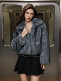 Women's Luxury Faux Fox Fur Jacket Elegant Lapel Long Sleeve Thick Warm Winter Coat 100% Polyester Faux Fur Casual Solid Color Outerwear For Ladies