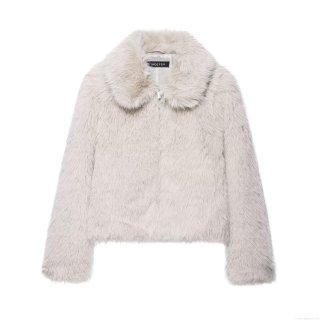 Women Fashion Faux Fur Jacket Short Zip Up Lapel Collar Long Sleeve Coat Warm Elegant Winter Outerwear For Ladies Ladies Soft Fleece Top
