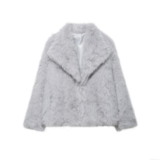 Women's Elegant Faux Fur Jacket Short Thick Warm Winter Coat Solid Color Lapel Long Sleeve Outerwear For Party Daily Autumn Winter