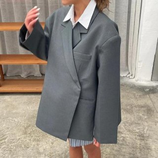 Women's Oversized Notched Lapel Blazer Jacket Solid Color Loose Fit Casual Suit Jacket With Pockets Shoulder Pads Long Sleeve Outerwear