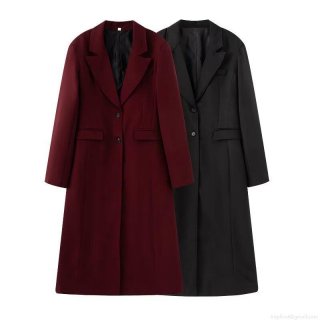 Women's Elegant Slim Fit Notch Lapel Long Trench Coat Cotton Blend Single Breasted Professional Blazer Jacket Overcoat For Women Office Wear Daily Fashion