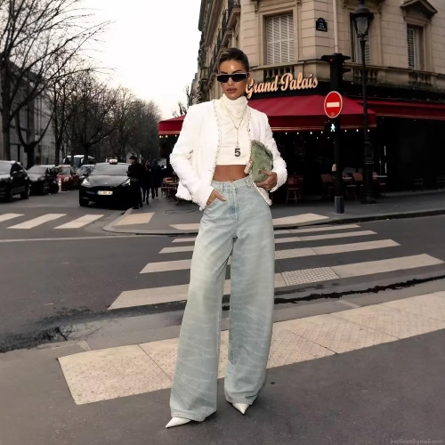 Women's Elegant White Polyester Tweed Jacket With Pearl Buttons Long Sleeve Round Neck Cropped Outerwear For Celebrity Party Social Occasions