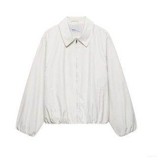 Women's Fashionable Bomber Jacket 100% Polyester Solid Color Lapel Full Zipper Outerwear Long Sleeve Short Coat With Elastic Hem For Ladies