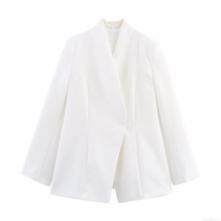 Women's Professional Slim Fit Blazer Polyester Button Lapel Long Sleeve Suit Jacket For Office Work Commute Elegant White Outerwear