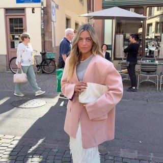 Women Fashion Pink Blazer Loose Casual Long Sleeve Suit Jacket Polyester Woven Outerwear For Daily Streetwear Office Lady Socialite Style