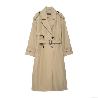 Women's Classic Double Breasted Long Trench Coat High Density Twill Fabric With Belt Epaulettes British Style Casual Windbreaker Outerwear