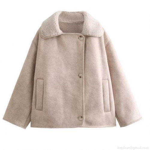 Women's Faux Suede Shearling Jacket Warm Fleece Lined Faux Leather Suede Thickened Winter Outwear With Pockets Casual Streetwear Autumn Winter Lapel Button Down Loose Fit Ladies Jacket