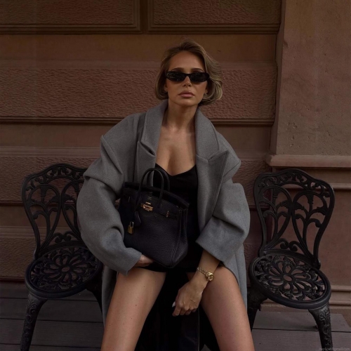 Women's Woolen Coat Elegant Polyester Blend Long Sleeve Lapel Loose Fit Outerwear For Winter Autumn Daily Casual High-End Minimalist Silhouette Overcoat