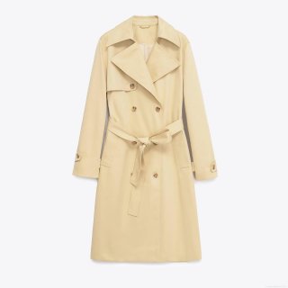 Women's Classic Double Breasted Trench Coat 100% Polyester Long Windbreaker Jacket With Belt Lapel Collar Fashion Casual Outerwear For Autumn Winter