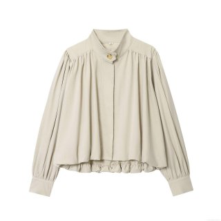 Women's Pleated Stand Collar Jacket Long Sleeve Solid Color Casual Outerwear Elegant Short Loose Top Coat For Autumn Spring Lady Fashion