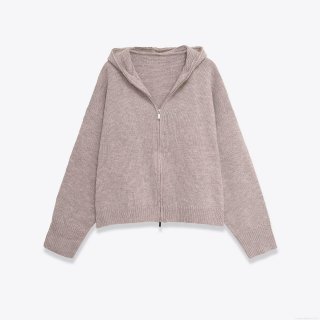 Women's Casual Knitted Hooded Jacket Solid Color Zipper Front Cardigan Outerwear For Daily Wear Spring Autumn Fashion Soft Polyester Knit Top